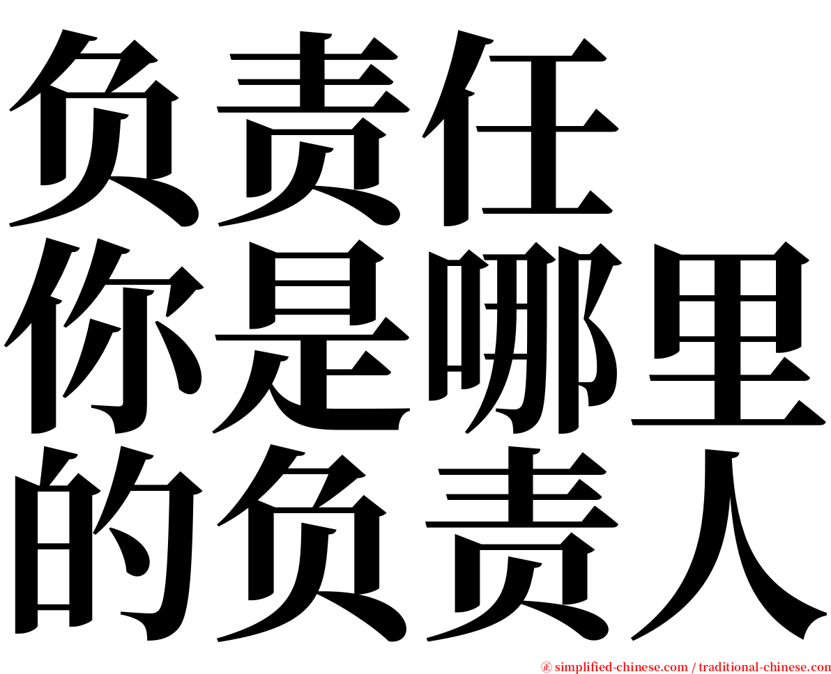 负责任　你是哪里的负责人 serif font